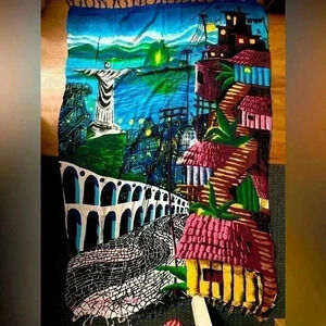 Wrap| Scrarf| Christ the redeemer |60x40 inches | Rio de Janeiro |Brazil| fringe